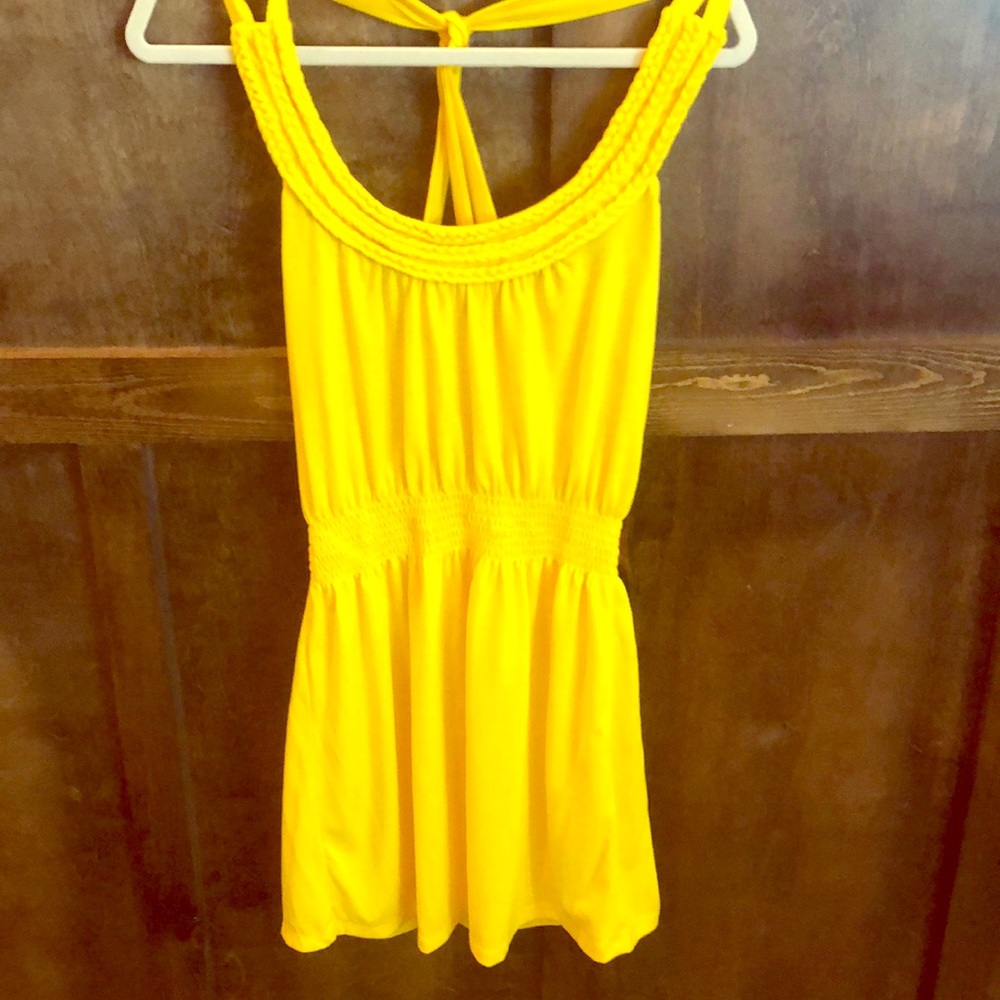 Pink Rose Yellow Dress Size Medium Jersey